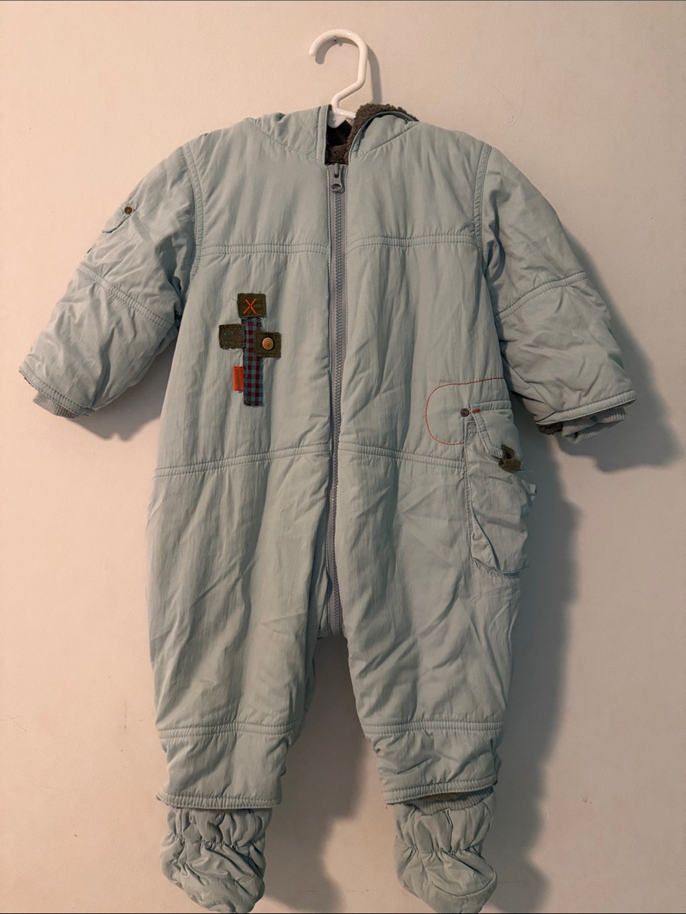 Catimini Light Blue Hooded Infant One-Piece Snowsuit
